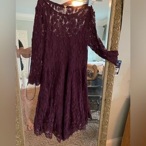 Free People burgundy lace dress with matching slip